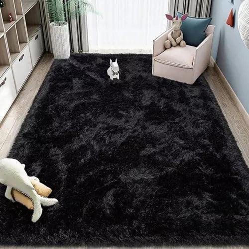 Alfombra Felpuda Antideslizante Negra